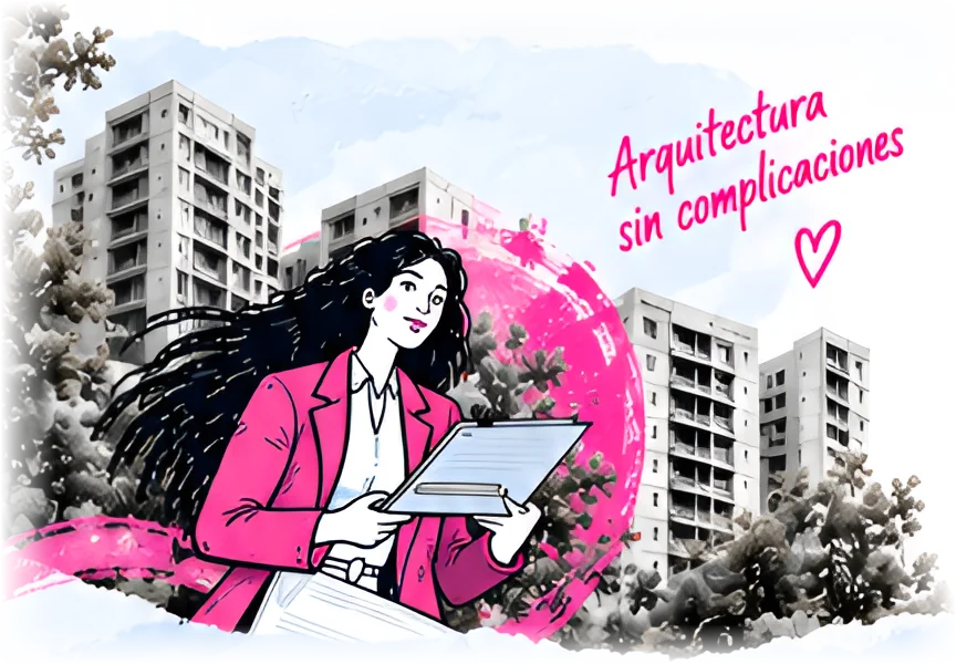 Ilustración de Susana revisando un documento — Arquitectura sin complicaciones